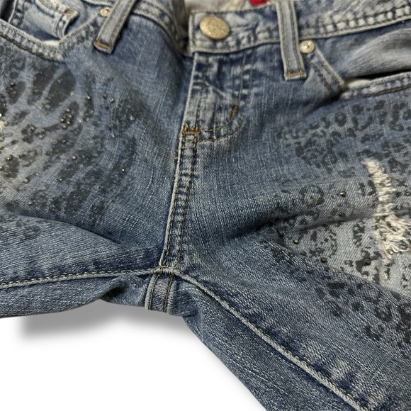 VINTAGE GUESS Scarlet Skinny Leg Bedazzle Y2K Low Rise Hip Hugger Denim Jeans 27 - Picture 7 of 16